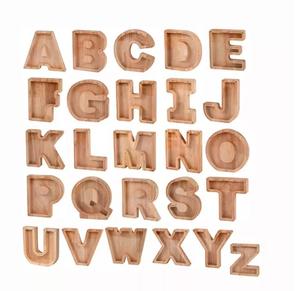 Personalized Wooden Letter Piggy Bank Money Box Saving Wood Money Alphabet Bank Wooden Letter Custom Piggy Bank