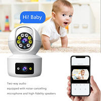 Caméra IP WIFI à double objectif 2K, caméra de surveillance réseau couleur, surveillance de sécurité intérieure
