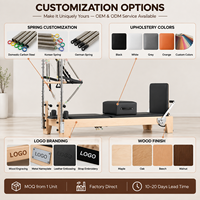 Mesin Pilates Reformer Lipat Aluminium Kayu Oak Maple, Core Bed Tahan Lama dan Portabel untuk Rumah & Studio Yoga