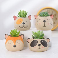 Pots à fleurs miniatures en céramique émaillée motif animaux de dessin animé, vente chaude, pots à succulentes d'intérieur pas chers, décoration de jardin et de maison, plantes artificielles