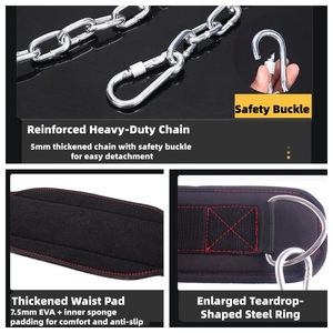 男性用ダブルDリング強化フィットネスベルト – ループタイプディップ＆リフティングチェーン付き、ジムでの重量トレーニング用、低最小発注数量 - Product Image 3