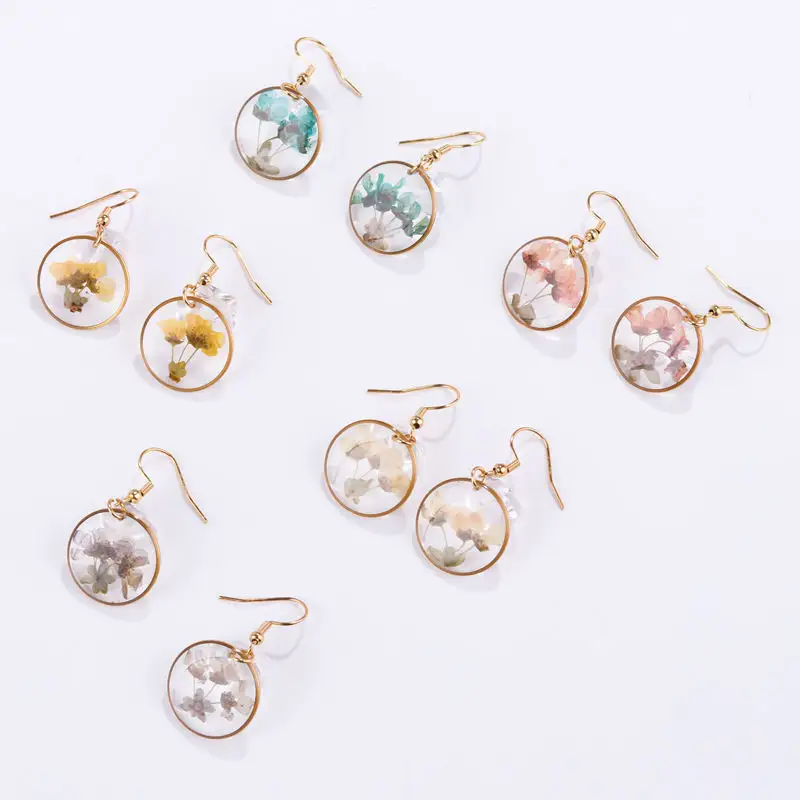 Fashion colorful new design women birth resin flower stud earrings stainless steel 2022