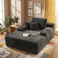 Canapé-lit modulaire inclinable en velours côtelé ATUNUS Nordic Apartment Living Room, avec rembourrage en mousse haute densité, noir.