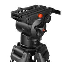Kit de trépied fluide pour appareil photo en aluminium professionnel E-IMAGE EI720A 75 mm pour studio vidéo DSLR