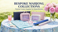 Ensemble de support de mahjong en bois laqué de qualité supérieure de 20 pouces, bord festonné vert, finition brillante, support de pousseur de mahjong de 20 pouces