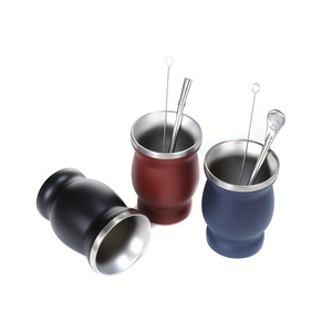 Vaso de Acero Inoxidable de 8 oz para Yerba Mate con Bombilla, Taza Térmica de Doble Pared con Aislamiento al Vacío para Té, Café, Regalo - Product Image 3