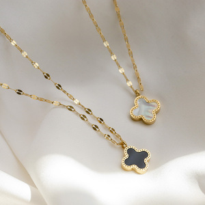 Collar de Trébol de Cuatro Hojas para Mujer, Cadena de Labios de Acero de Titanio, Colgante Minimalista, Joyería de Moda Nueva de 2025 - Product Image 4