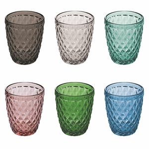 VENEZIA SET 6 250ML <b>GLASS</b> <b>TUMBLERS</b> 6 ASS. - Product Image 1