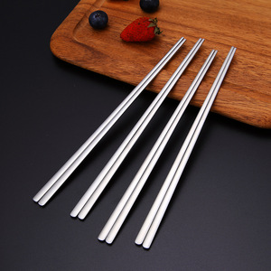 Sang Trọng Hàn Quốc Phẳng Thép Không Gỉ Đũa Đặt Bền Vững Hộ Gia Đình Nhà Hàng Đảng Mì Ăn Liền Đũa Bộ Sưu Tập - Product Image 1