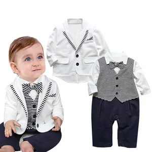 בסיטונאות תינוק בגדי בני 0 6 חודשים-קיץ לבן כותנה תינוק נערי חליפת תלבושות לבנים חוף חתונה חליפה רשמית יום הולדת ללבוש ילדים בגדים