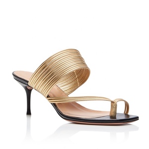Thingjia-sandales à talons hauts dorés pour femmes, chaussures d'été élégantes, tongs à la mode, grande taille, collection <span class=keywords><strong>2020</strong></span> - Product Image 2