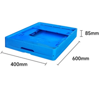 SHUNMEI 600x400x220mm Conteneur pliable écologique et durable, boîte de rangement empilable avec petite porte latérale longue, bleu