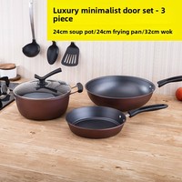Ensemble de cuisine trois pièces, wok antiadhésif, marmite à soupe, poêle à frire, caractéristique durable, excellent cadeau, combinaison