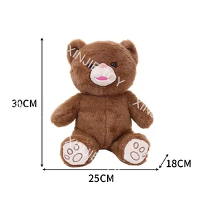 Симпатичные плюшевые медведи, успокаивающие детские игрушки, оптовая продажа, на заказ, наполнитель 25 см, коричневый плюшевый медведь