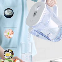 Bluetech Azalea Handmatige Draagbare Plastic Waterfilterkan 2.4L voor Auto, Buiten, Huishoudelijk & Hotelgebruik, Mineraal Alkalisch Water