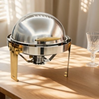 Ensemble de réchauds de luxe à couvercle roulant, chauffe-plats commerciaux en acier inoxydable pour buffet avec supports à combustible, équipement de restauration