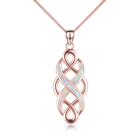 Bijoux en argent sterling de conception simple 925 collier pendentif noeud celtique opale de haute qualité pour les femmes