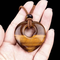 Natuurlijke kristallen hartvormige hanger ketting - Gepolijste roestvrijstalen edelsteen sieraden, Valentijnsdag/verjaardagscadeau