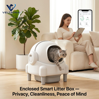 Caja de arena inteligente para gatos, totalmente cerrada, autolimpiable, con rotación de globo, control por aplicación WiFi, sellado de olores, antipistas y control remoto.