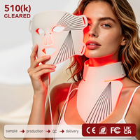 Masque LED en silicone à lumière rouge pour le visage et le cou, couvrant la poitrine, appareil de luminothérapie portable à tenir à la main pour les soins de la peau