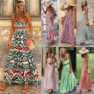 Elegante estampado volantes Correa Vestido Mujer Floral sin mangas Patchwork mujer francés espalda descubierta Maxi vestidos - Product Image 1