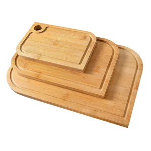 Ecológico Natural Premium Rectangular Charcutería Vegetal Bambú grande 3 piezas Juegos de tablas de cortar para Cocina