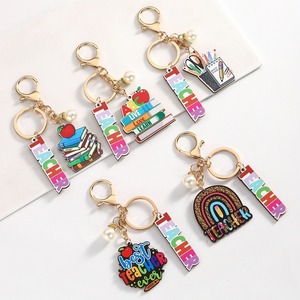 Wood Pencil Keychain Double-sided Wooden Student Teacher Keychain