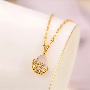 Винтажное ожерелье-цепочка золотого цвета, роскошные женские ожерелья с большими подвесками в форме капли воды с кристаллами, модные свадебные ожерелья для женщин