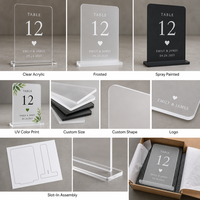 Panneau de table de mariage personnalisé en acrylique dépoli avec impression UV couleur, porte-carte de placement arrondi pour la décoration de réceptions et événements