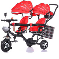 Tricycle pour jumeaux à pneus gonflables homologué CE, best-seller / Tricycle pour enfants pour jumeaux / Poussette pour jumeaux
