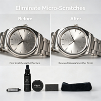 Kit de nettoyage de montres personnalisé 5 pièces : crème anti-rayures, spray, brosse, chiffon pour boîtier et bracelet de montres en métal et cuir