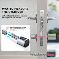 Cerradura Inteligente Euro Cylinder con Huella Dactilar, Tarjeta RFID y Llave, Desbloqueo por App Tuya TTLock para Cerradura de Embutir