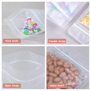 Self Sealing PET PE Plastic Matte Frosted Zip Lock Food <strong>Packing</strong> <strong>Bags</strong> Flat 3 Sides Seal Transparent Packaging <strong>Bags</strong> With Zipper - Product Image 3