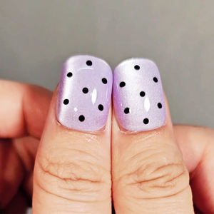 Hecho a mano 3D lazos corbata encantos prensa en las uñas de alta calidad suave Gel negro púrpura uñas postizas <span class=keywords><strong>Poke</strong></span> Dot Art Bling ojo de gato puntas de uñas - Product Image 2
