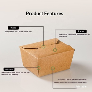 Kotak Makanan Kraft Sekali Pakai Grosir Bebas PFAS Tahan Minyak Anti Bocor Wadah Makanan Cepat Saji BBQ <span class=keywords><strong>Burger</strong></span> Kentang Goreng OEM Grosir - Product Image 3