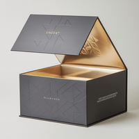 Grandes boîtes d'emballage en carton rigide magnétiques personnalisées avec logo noir, recyclables, de luxe, pour vêtements, boîte en papier rigide