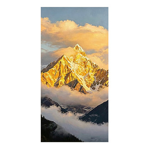 Landscape <b>Painting</b> Mountain River Scene Metal <b>Frame</b> 3D Visual Effect Hand Drawn Oil Art <b>For</b> Entrance Hall Living Room Corridor - Product Image 4