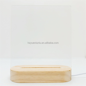 Base de luz nocturna de ilusión LED 3D, lámpara de modelo de madera de caucho acrílico blanco cálido, Material ABS, enchufe de tamaño medio para decoración del hogar - Product Image 3
