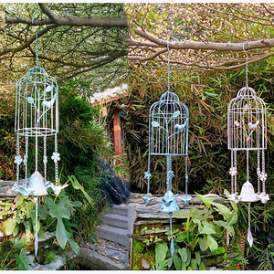 Toptan ve perakende dökme demir kafes rüzgar çan Retro bahçe dekorasyon rüzgar çanları için Minimalist bronz asılı Yard - Product Image 1