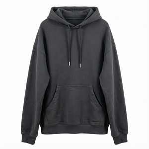 เสื้อฮู้ดดี้โอเวอร์ไซส์สีเทาเข้มสไตล์วินเทจสำหรับผู้ชาย แขนยาว สวมใส่สบายๆ สไตล์สตรีทแวร์และแอคทีฟแวร์ รับผลิตแบบ OEM ODM ขายส่งเสื้อผ้า - Product Image 1