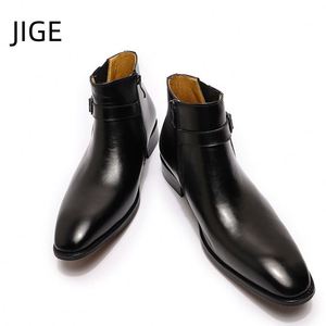 Bottines Chelsea pour homme de grande taille JIGE, en cuir véritable, bottines à la cheville pour homme, chaussures pour homme - Product Image 3