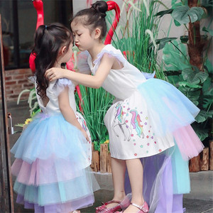 Neonate Unicorn PrincessTutu Dress Flower Girls Rainbow dress Birthday Party Costume bambini Summer Tulle dress - Product Image 6