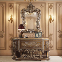 Table à manger classique de luxe avec pieds en forme de vase, table en bois de style baroque français avec vitrine pour mobilier d'hôtel de luxe