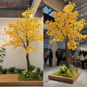 Nouvel arbre artificiel de ginkgo de 2,5 m, 2,8 m, 3,6 m de haut avec des feuilles jaunes pour la décoration intérieure et extérieure, plante en soie réaliste - Product Image 3