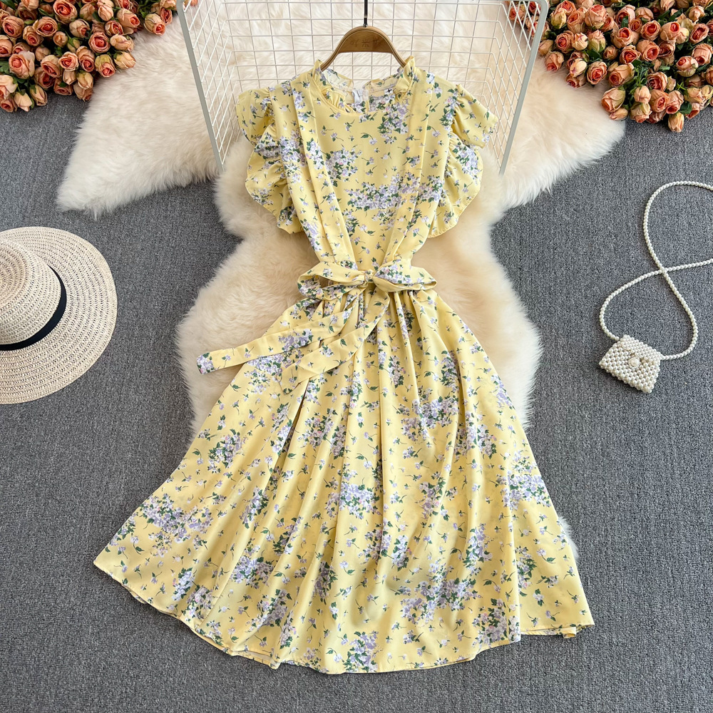 Summer Floral Long Dress - Sleeveless V Neck Holiday Style