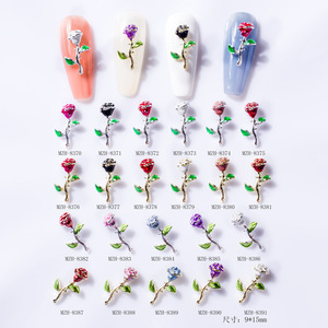 Adornos de <span class=keywords><strong>Uñas</strong></span> 3D con Flores de Rosa y Esmalte de Colores, Diamantes de Imitación, Decoración de <span class=keywords><strong>Uñas</strong></span> con Flores de Rosa de Aleación, Joyería para <span class=keywords><strong>Uñas</strong></span> para Festivales - Product Image 1