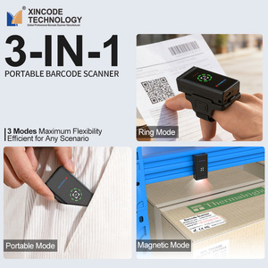 Lecteur de codes-barres QR sans fil 2D 2.4G Xincode, mini-scanner portable pour inventaire, lecteur de codes-barres à doigt, lecteur de codes-barres de poche, lecteur magnétique X-690B - Product Image 1