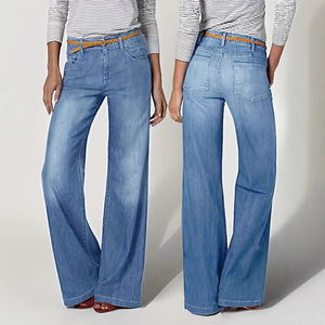 All'ingrosso alla moda per ragazze di strada <span class=keywords><strong>larghi</strong></span> a vita media Casual da donna dritti semplici <span class=keywords><strong>Jeans</strong></span> a gamba larga - Product Image 4