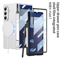 Étui de luxe électroplaqué pour téléphone à chargement sans fil pour Z Fold 7/8 avec support magnétique anti-traces de doigts en PC ultra-fin
