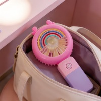 Neuer Niedlicher Lollipop-Handventilator Cartoon Mini USB-Aufladbarer Nachtlicht-Ventilator Tragbarer Outdoor-Dreistufen-Elektrolüfter